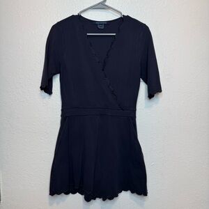 French Connection Romper Navy Scalloped Hem Size 6